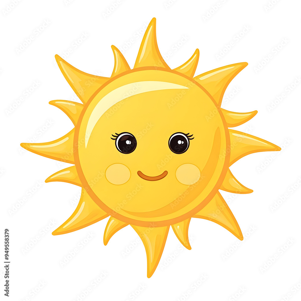 A yellow sun with a cute face on a transparent background A yellow sun with a cute face on a transparent background