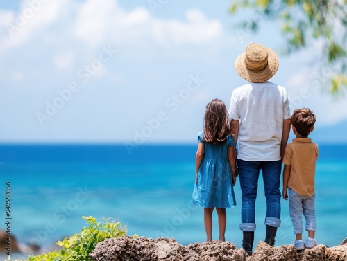 A family enjoying a shore excursion, exploring local culture and sites photo