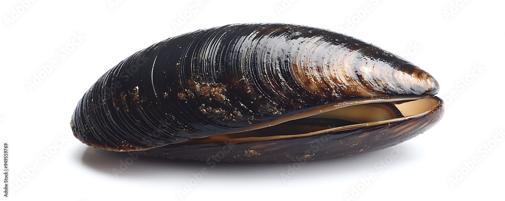 One mussel isolated on white background One mussel isolated on white background