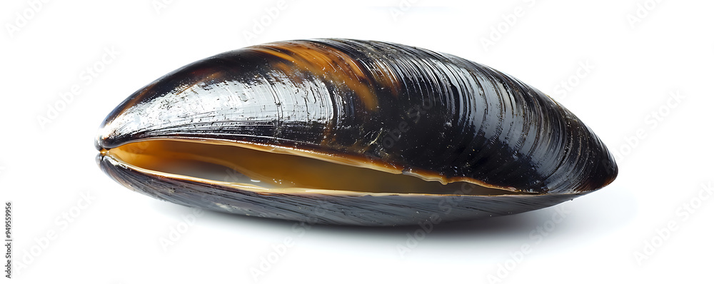 One mussel isolated on white background One mussel isolated on white background