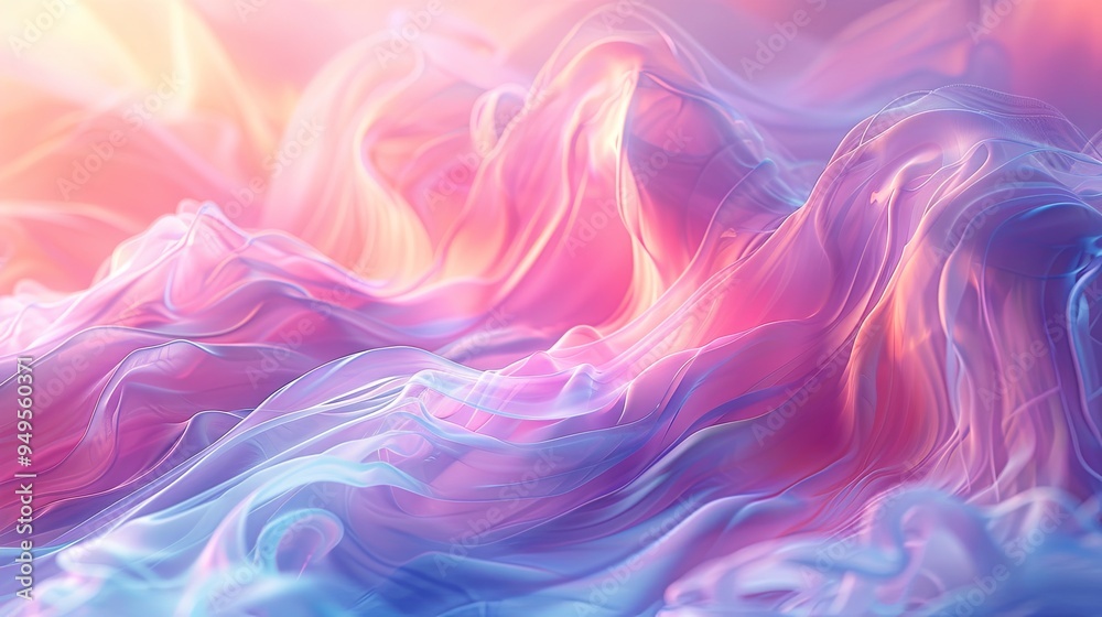 Abstract vibrant background, featuring a 3D illustration with dynamic curves and fluid liquid effects. The design includes light pastel and cold colors, with a colorful swirl gradient mesh Abstract vibrant background, featuring a 3D illustration with dynamic curves and fluid liquid effects. The design includes light pastel and cold colors, with a colorful swirl gradient mesh
