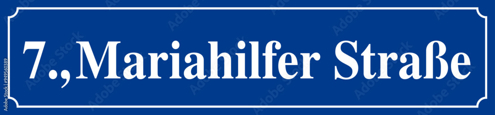 Berühmtes Wiener Straßenschild Mariahilfer Straße mit Bezirk