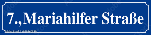 Obraz na płótnie Berühmtes Wiener Straßenschild Mariahilfer Straße mit Bezirk w salonie