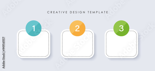 Creative design template for stickers or notes, infographics, step-by-step instructions. Vector illustration