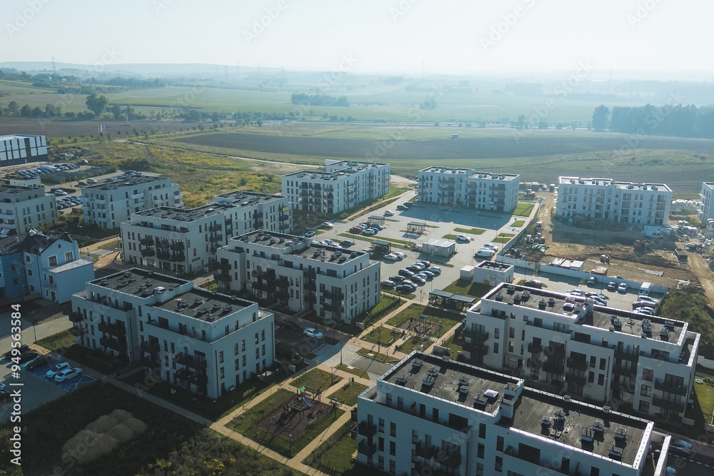 Obraz premium Residential Complex Under Construction from Above