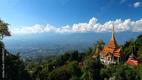 Wat Phra That Doi Suthep: The golden temple of Wat Phra That Doi Suthep overlooking Chiang Mai from its mountain perch. 