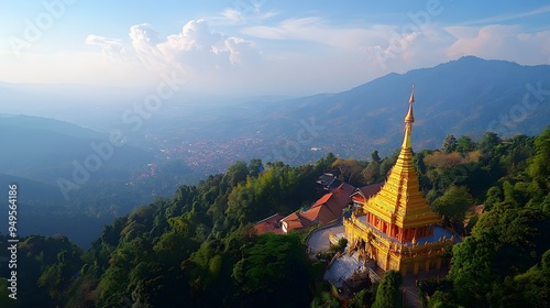 Wat Phra That Doi Suthep: The golden temple of Wat Phra That Doi Suthep overlooking Chiang Mai from its mountain perch. 