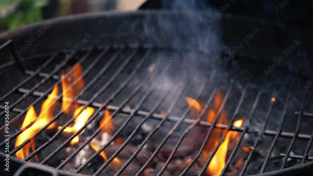 Hot Barbecue grill with flames Hot Barbecue grill with flames