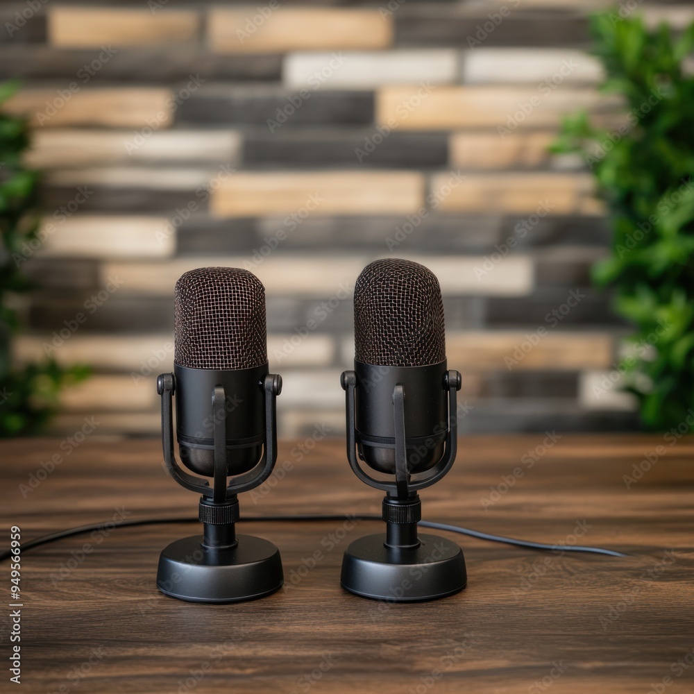 A podcast setup where hosts discuss financial education topics