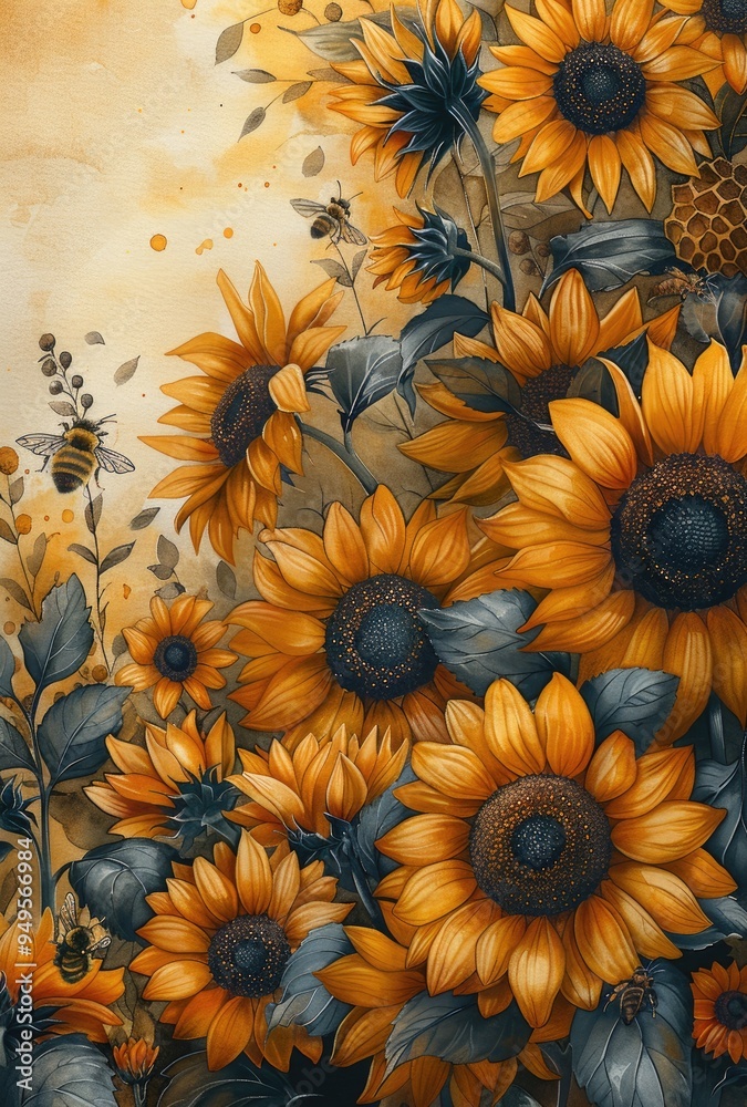 elegant watercolor sunflower elegant watercolor sunflower