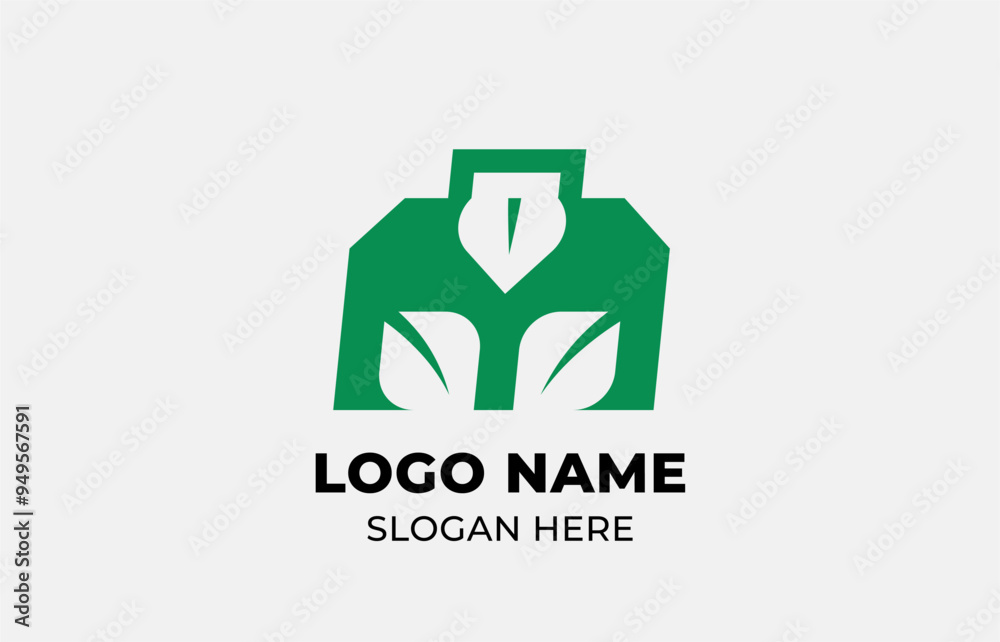Logo Leaf symbols and Box Delivery. Template design Nature, tree, go green and growth concept with icon. Editable file