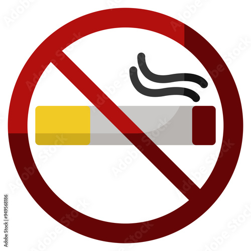 No smoking icon in Flat Color Fill Style 