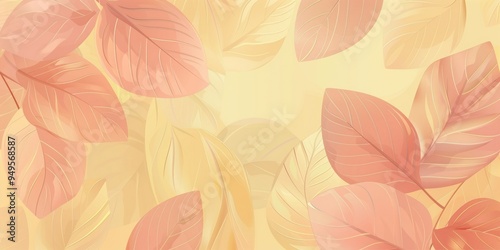 The close up picture of pink and yellow leaf and foliage with light yellow background, leaf or foliage is refers to collective leaves of plant or tree, often highlighting appearance as a group. AIG51.