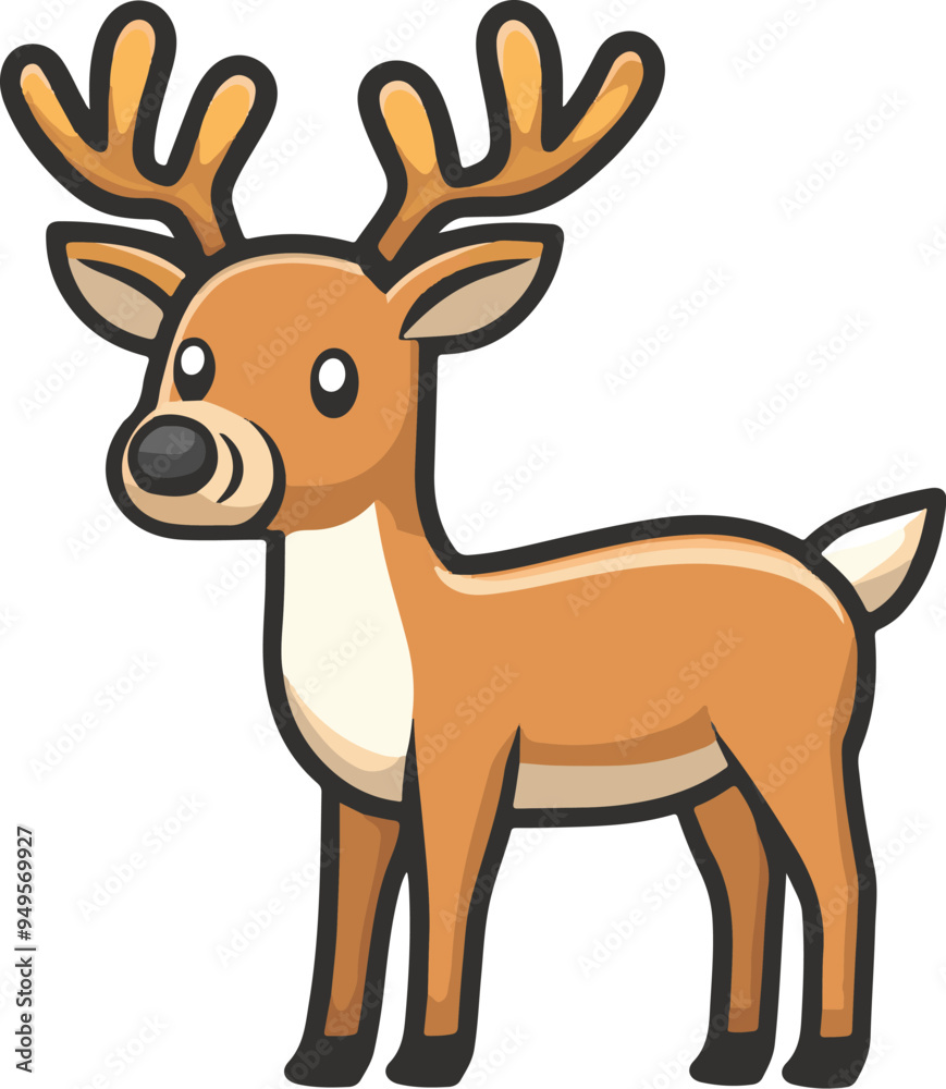 Fototapeta premium Cute Cartoon Deer Illustration