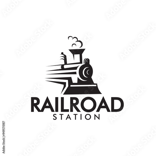 locomotive train railroad logo vector graphic template