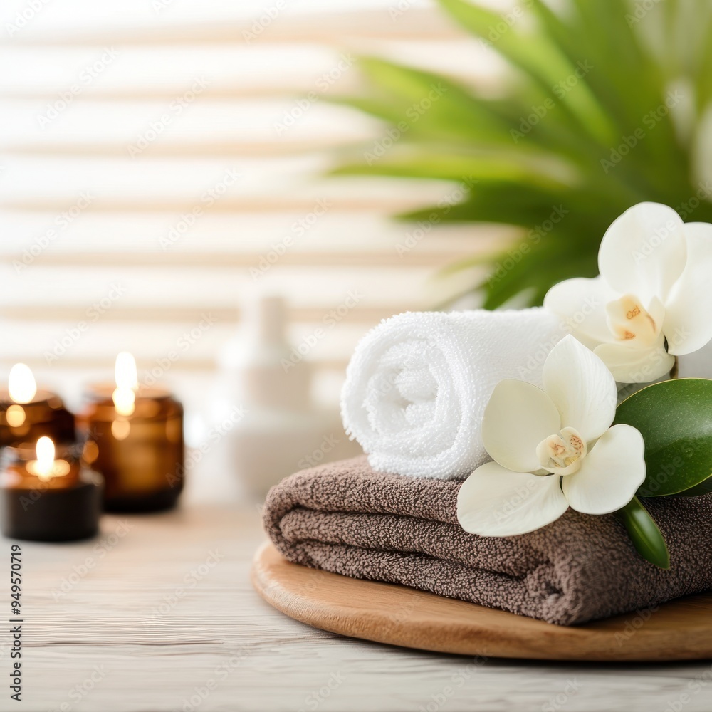 A serene spa setting with a person receiving a massage, surrounded by calming scents and soft music A serene spa setting with a person receiving a massage, surrounded by calming scents and soft music