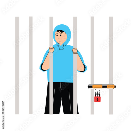 Captivating flat illustration of criminal in modern style