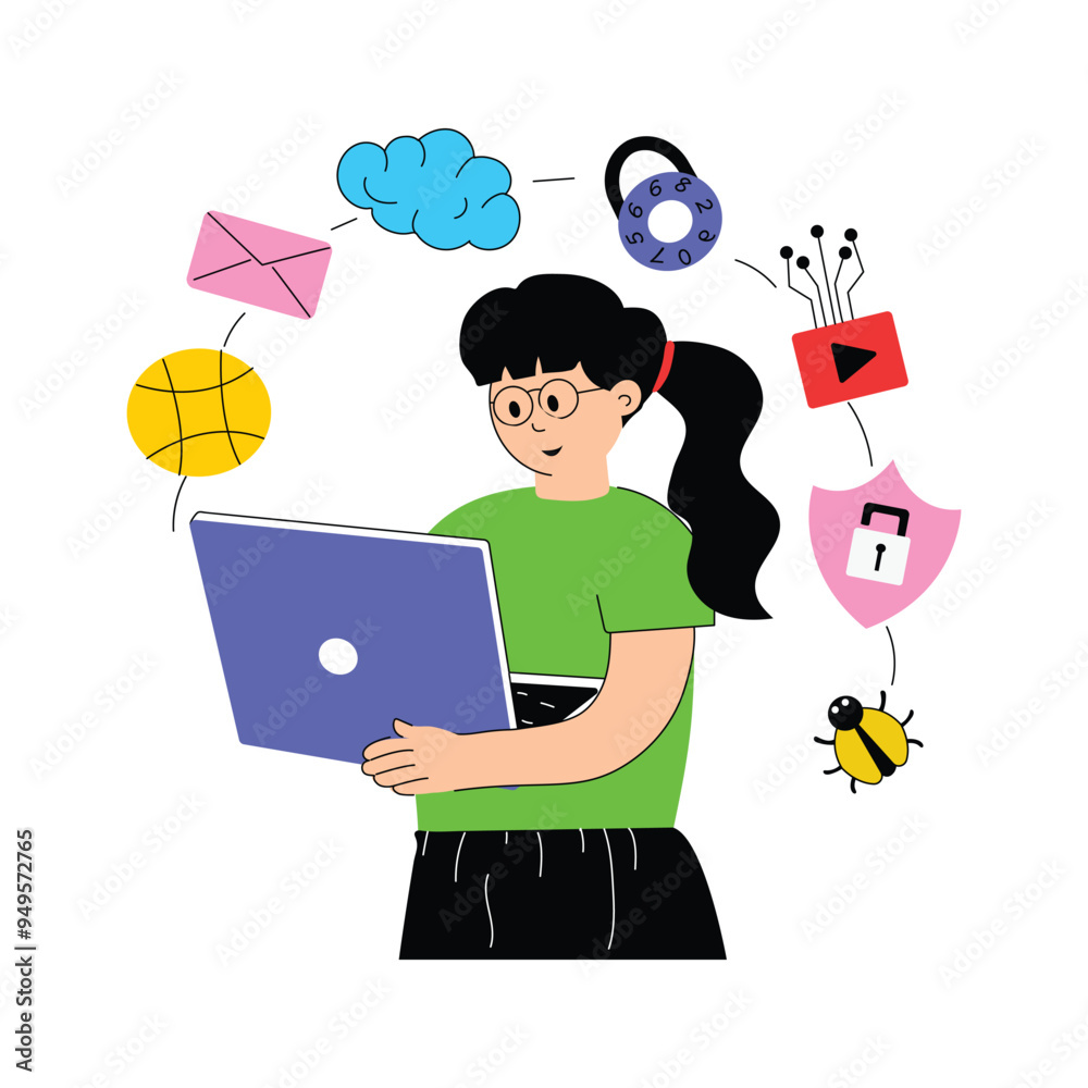 An illustration of cyber awareness in modern design style An illustration of cyber awareness in modern design style