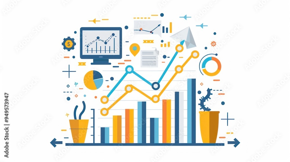 Obraz premium Business Growth and Success with Chart Illustration