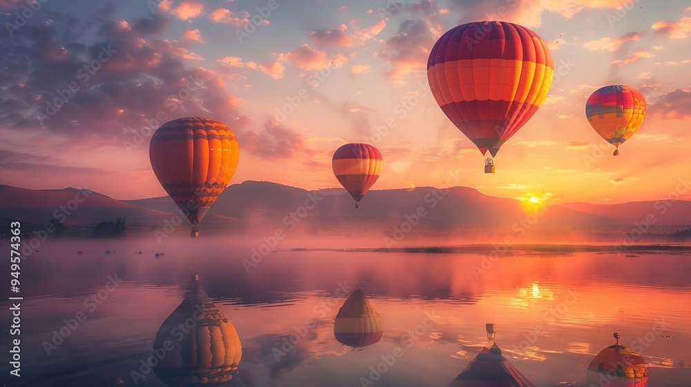 Naklejka premium Hot air balloon wallpaper
