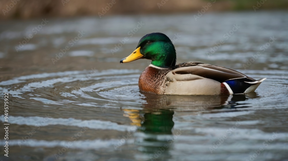 Fototapeta premium Mallard duck water image transparent 