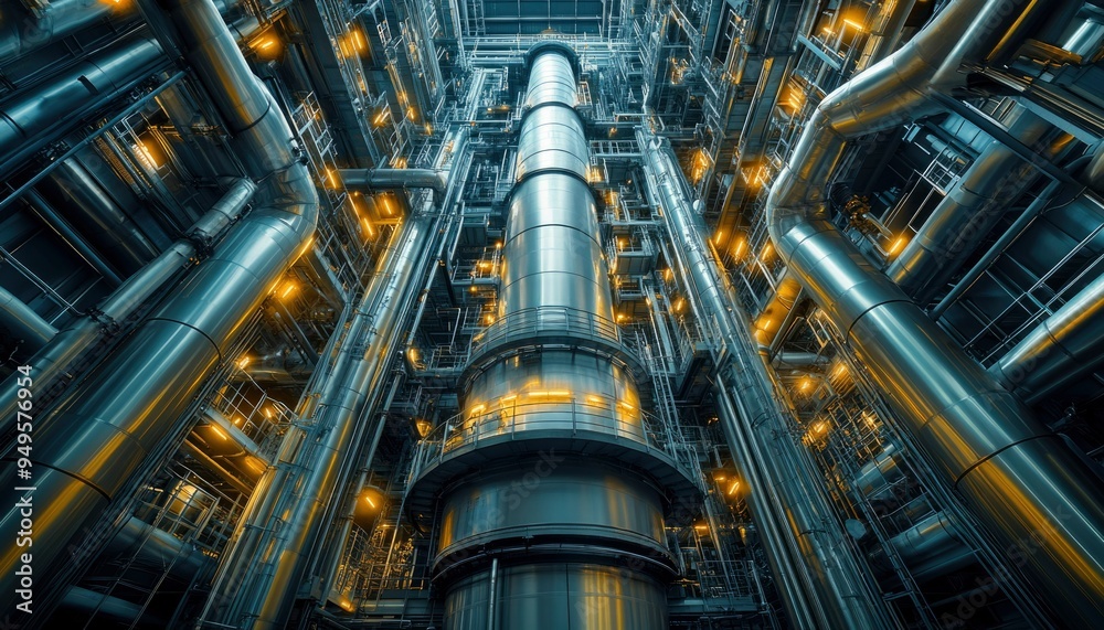 Industrial Pipes and Structures in a Large Factory or Power Plant Industrial Pipes and Structures in a Large Factory or Power Plant