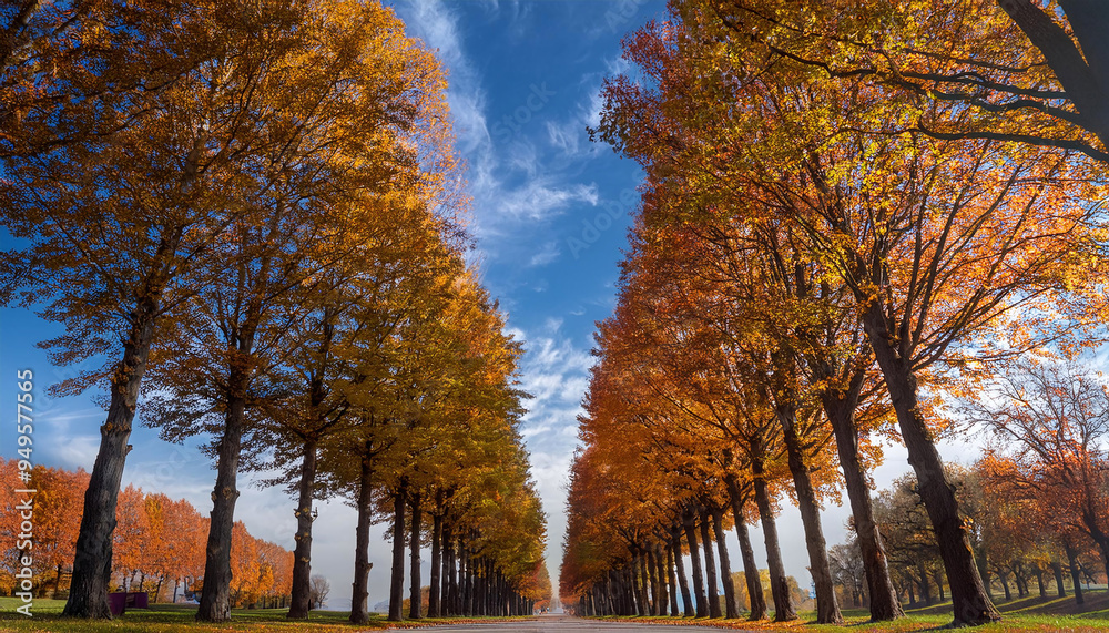 紅葉した並木道 紅葉した並木道