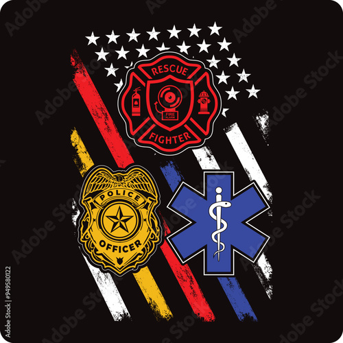 I Support First Responders T-shirt Police Firefighter Emt T-shirt American Flag Usa