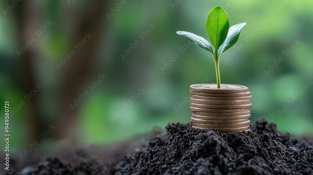financial success with coins and growing plant for money growth financial success with coins and growing plant for money growth
