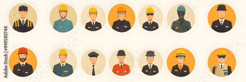 Vector Icons Representing Various Professions