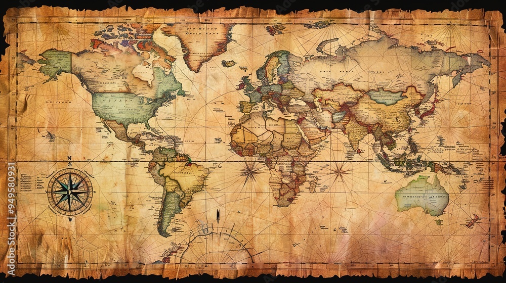 Naklejka premium ancient map wallpaper