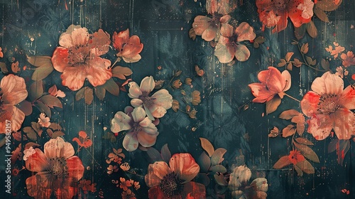 vintage floral pattern wallpaper