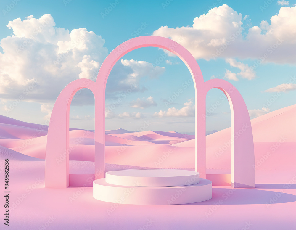 pink podium surreal pink dune, cosmetic product display pink podium surreal pink dune, cosmetic product display