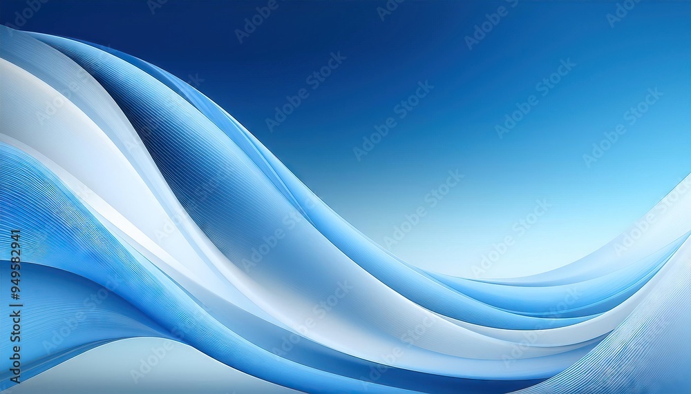 Obraz premium Abstract blue and white dynamic waves on a clean background