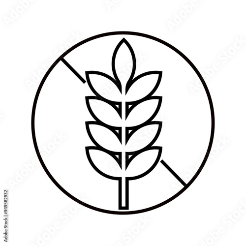 Black gluten free line icon