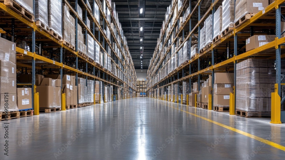 Obraz premium Efficient warehouse management process with neatly organized shelves