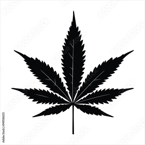 Cannabis (marijuana) hemp leaf flat icon vector illustration