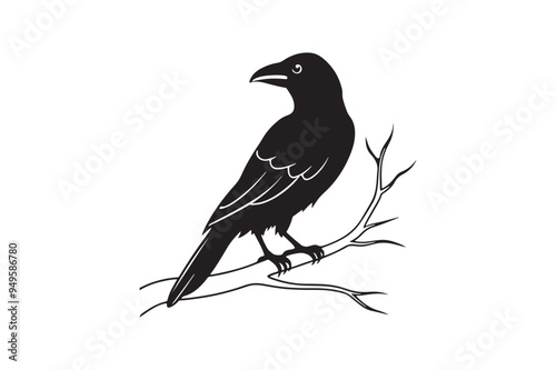 Crow silhouette vector illustration