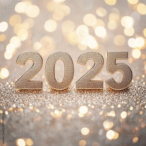 Elegant 2025 with holiday lights, New year celebration