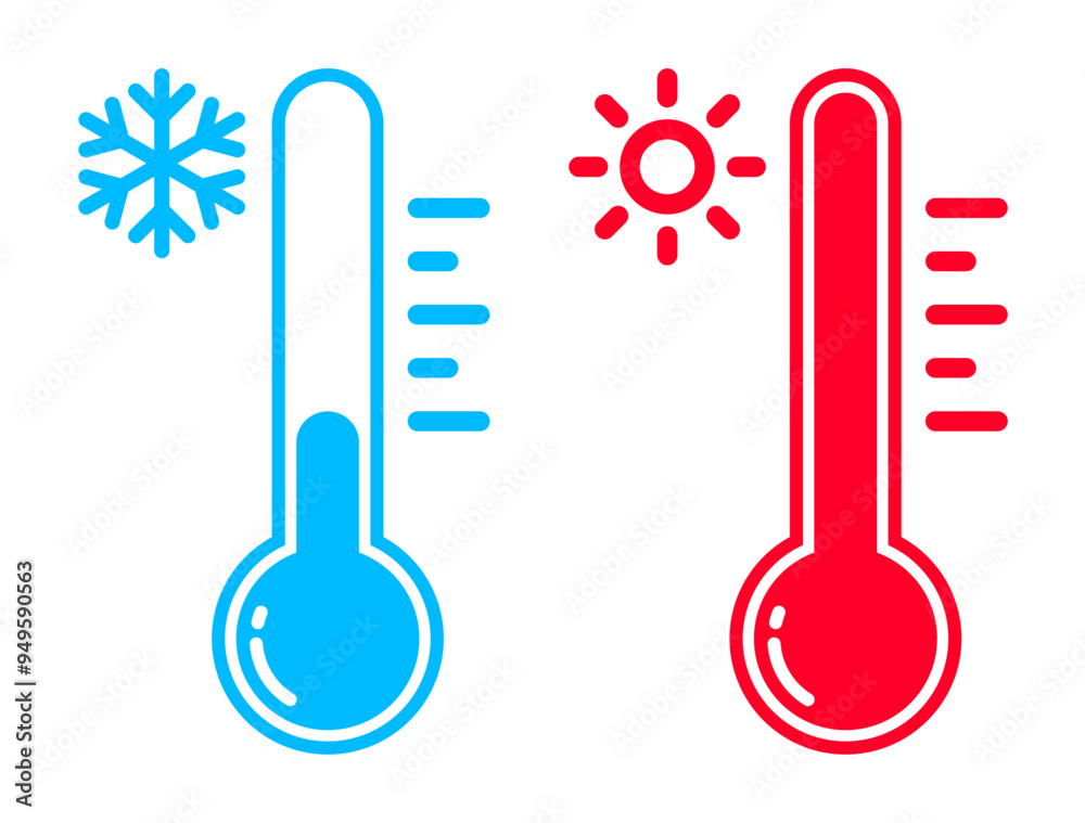 vector of hot and cold temperature thermometers vector of hot and cold temperature thermometers