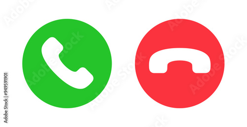 pick up and hang up call button icon vector. accept and decline