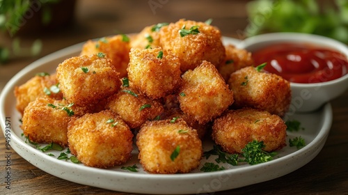 Crispy Fried Cheese Bites with Ketchup