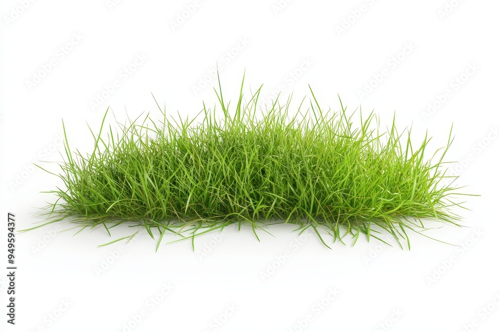 A patch of lush green grass on a white background. A patch of lush green grass on a white background.