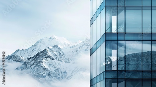 Stunning widescreen desktop wallpaper showcasing a majestic mountain range framed perfectly by modern skyscrapers: a breathtaking blend of urban architecture and natural wonders