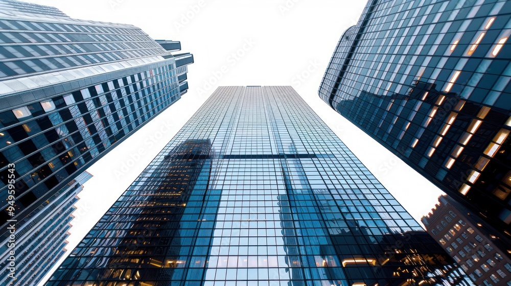 Fototapeta premium Modern business city office skyscraper building, glass, metal isolate on transparency background PNG