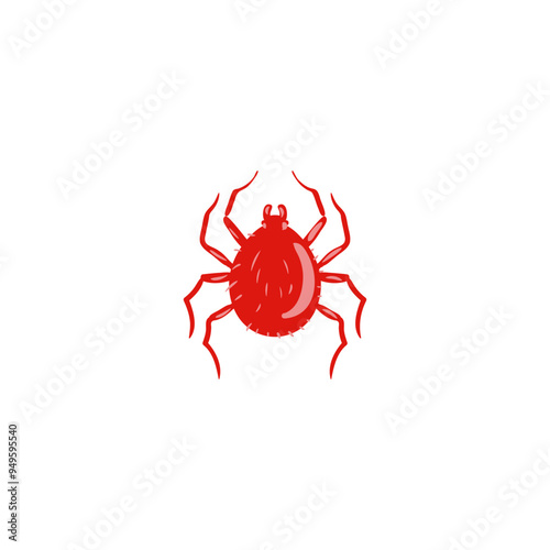 vector drawing European red mite isolated at white background, garden pest, hand drawn illustration