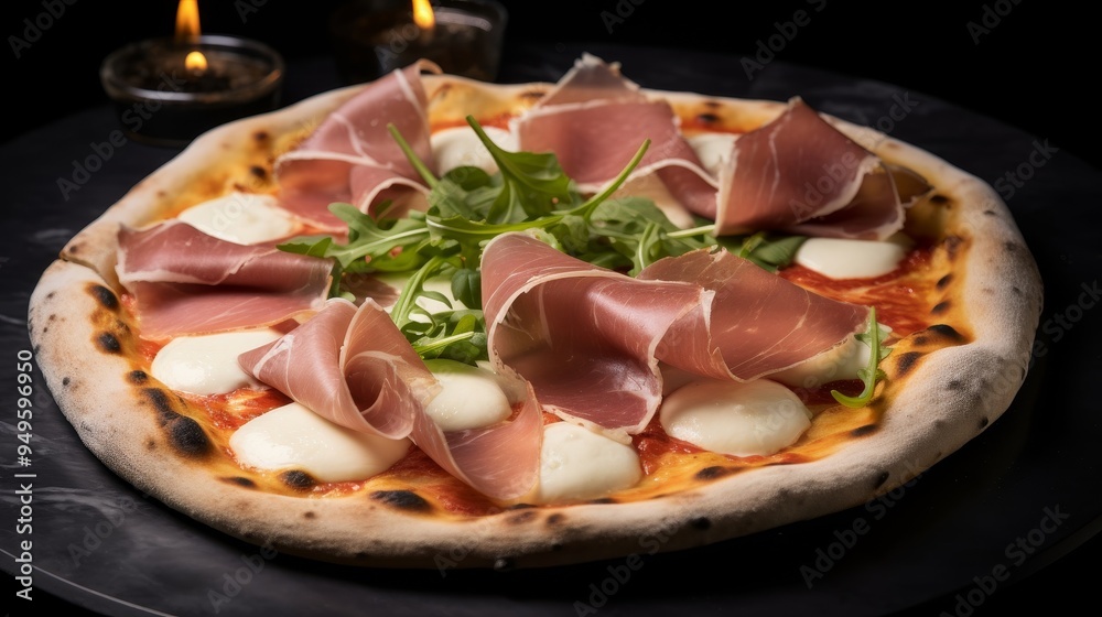 Delicious Prosciutto and Mozzarella Pizza Delicious Prosciutto and Mozzarella Pizza