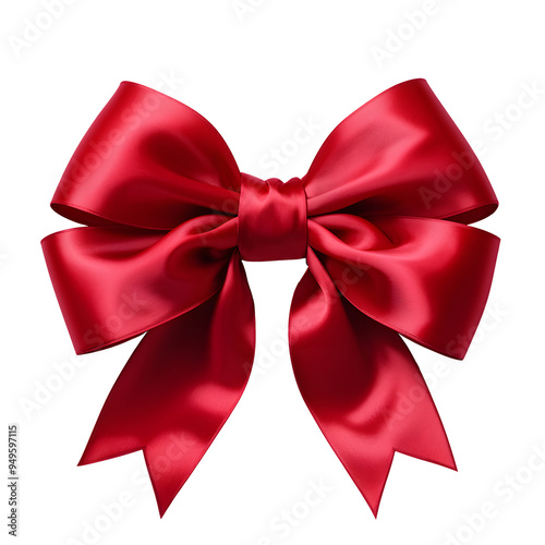 Elegant red satin bow in high resolution on transparent background, perfect for holiday designs. Ribbon red, crimson color bow isolated on a transparent background.