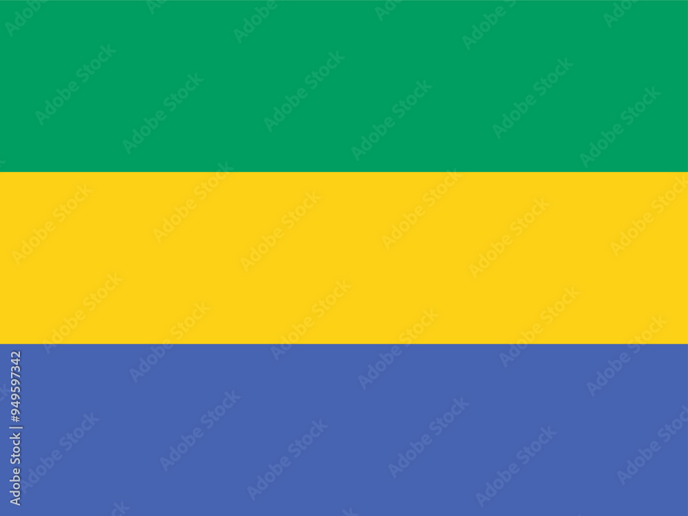 The official national flag of Gabon. Flag of the Gabonese Republic. Correct proportions and colors. Vector illustration The official national flag of Gabon. Flag of the Gabonese Republic. Correct proportions and colors. Vector illustration