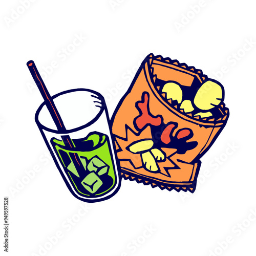 ジュースとお菓子のイラスト